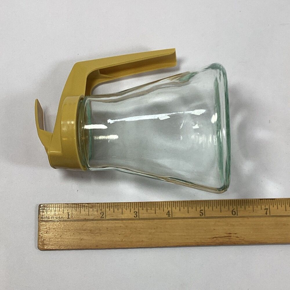 Vintage Androck Glass Syrup Dispenser Gold Lid Honey Pitcher Diner USA MCM - Picture 9 of 12